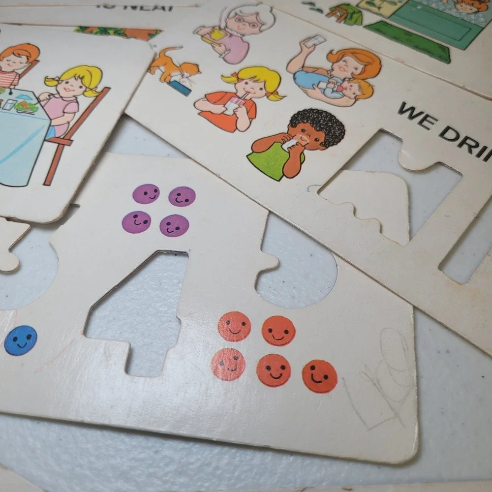 Vintage Fisher Price School Days Desk‎ Chalk Magnetic Letters Stencils 1972